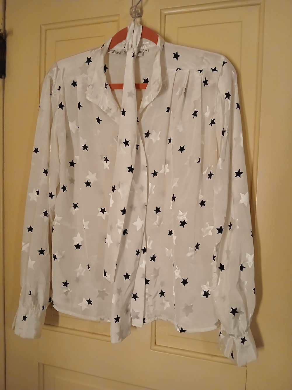 Vintage Star Print Blouse With Scarf